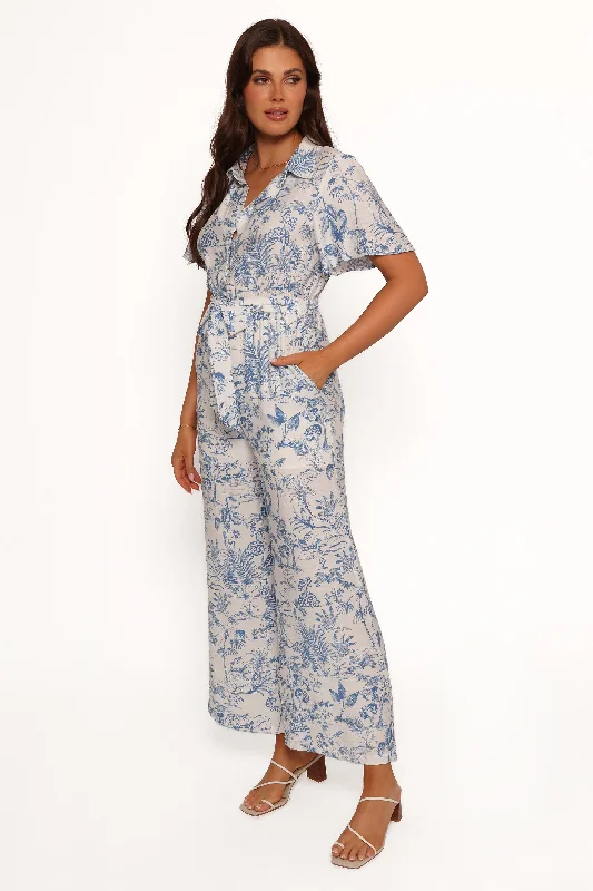 Women's Luxury Apparel Wardrobe Upgrade Lara Jumpsuit - Blue White