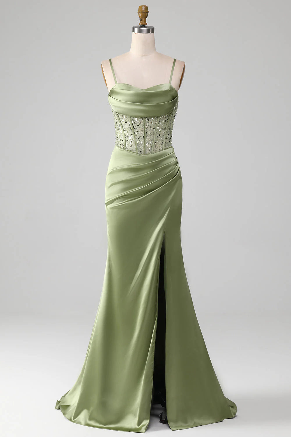 Women's Party Clothes Budget Friendly Amzcw Sage Green Mermaid Sparkly Sequin Pleated Corset Satin Prom Dress Women's Party Clothes Budget Friendly Amzcw Sage Green Mermaid Sparkly Sequin Pleated Corset Satin Prom Dress