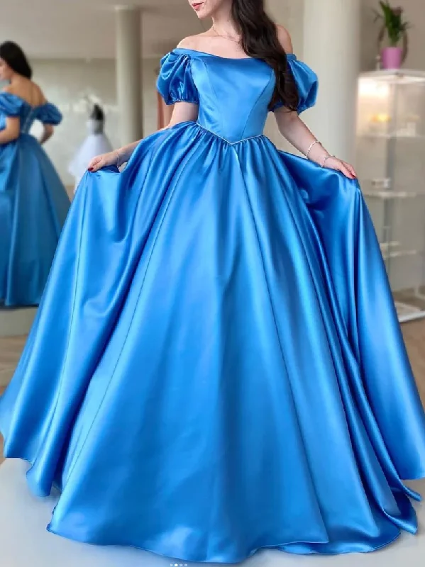 Women's Floral Print Outfit Ride The Style Wave BLUE SATIN LONG PROM DRESS, A LINE LONG BLUE GRADUATION DRESSES S1362 Women's Floral Print Outfit Ride The Style Wave BLUE SATIN LONG PROM DRESS, A LINE LONG BLUE GRADUATION DRESSES S1362