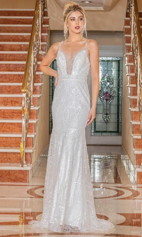 Women's Clothing Sets Nordic Minimalist Home Look Dancing Queen 0219 - Embellished Deep V-Neck Wedding Gown Women's Clothing Sets Nordic Minimalist Home Look Dancing Queen 0219 - Embellished Deep V-Neck Wedding Gown