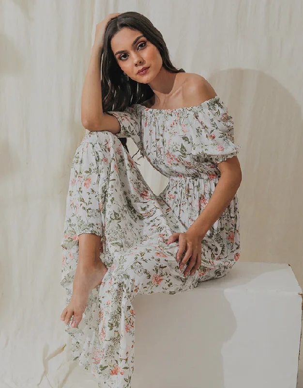 Modern Women's Clothes Anniversary Sale Off the Shoulder Flared Maxi Dress