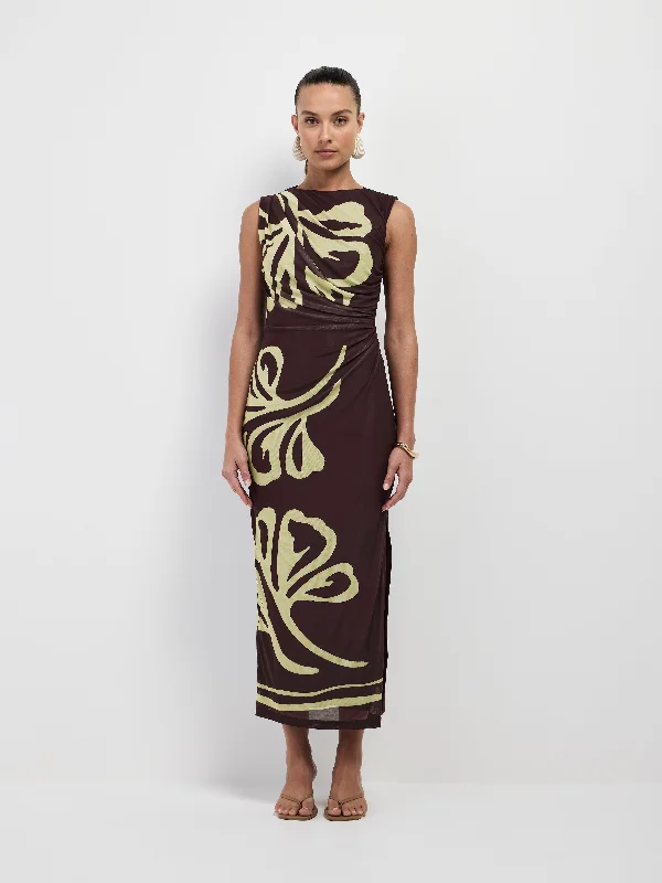 Fashion-Forward Women's Clothing Rustic Countryside Charm Look KAILANI MIDI DRESS