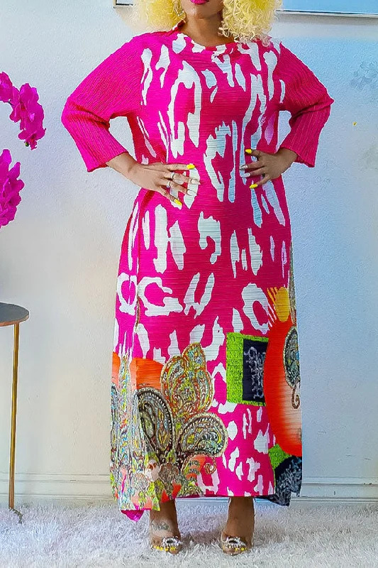 Women's Elegant Evening Outfit Wardrobe Refresh Tribal Print Stylish Pleated Maxi Dress Women's Elegant Evening Outfit Wardrobe Refresh Tribal Print Stylish Pleated Maxi Dress