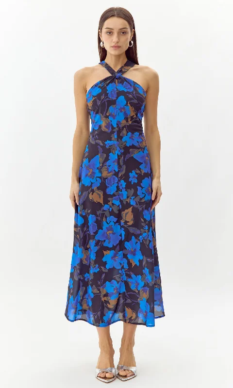 Women's Resort Attire Effortless Style Anatasia Floral Halter Midi Dress