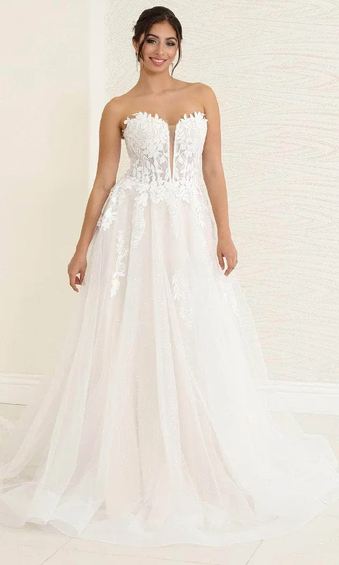 Women's Evening Wear Outfit Stylish Looks May Queen RQ8131 - Strapless Applique Bridal Gown Women's Evening Wear Outfit Stylish Looks May Queen RQ8131 - Strapless Applique Bridal Gown