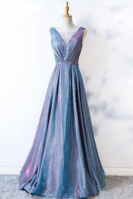 Stylish Women's Garments For Holidays Winter Warm - Up Sale V Neck Satin Blue Lace up Ruffles A Line Prom Dresses Long Cheap Evening Dresses Stylish Women's Garments For Holidays Winter Warm - Up Sale V Neck Satin Blue Lace up Ruffles A Line Prom Dresses Long Cheap Evening Dresses