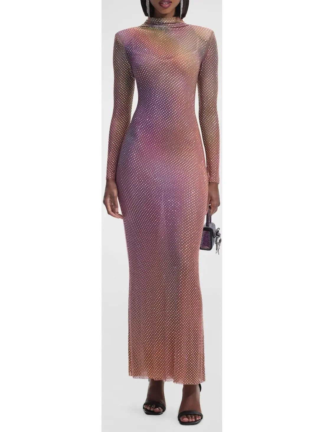 Women's Plus-Size Casual Outfit Chic Style Iridescent Printed Rhinestone Maxi Dress Women's Plus-Size Casual Outfit Chic Style Iridescent Printed Rhinestone Maxi Dress