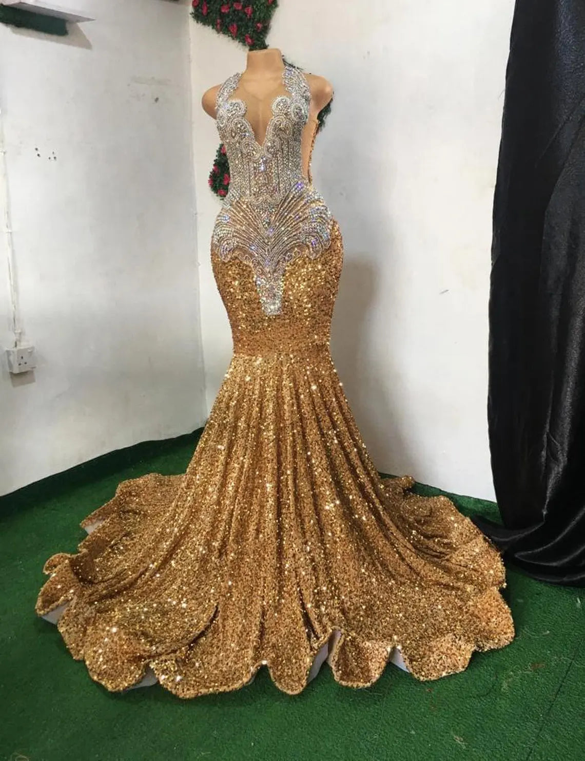 Stylish Women's Garments Seasonal Trends Unique Gold sequin dress, silver applique,Sleeveless Mermaid Dress,Prom Dress,Reception Dress,African Women Dress,Free Shipping Stylish Women's Garments Seasonal Trends Unique Gold sequin dress, silver applique,Sleeveless Mermaid Dress,Prom Dress,Reception Dress,African Women Dress,Free Shipping