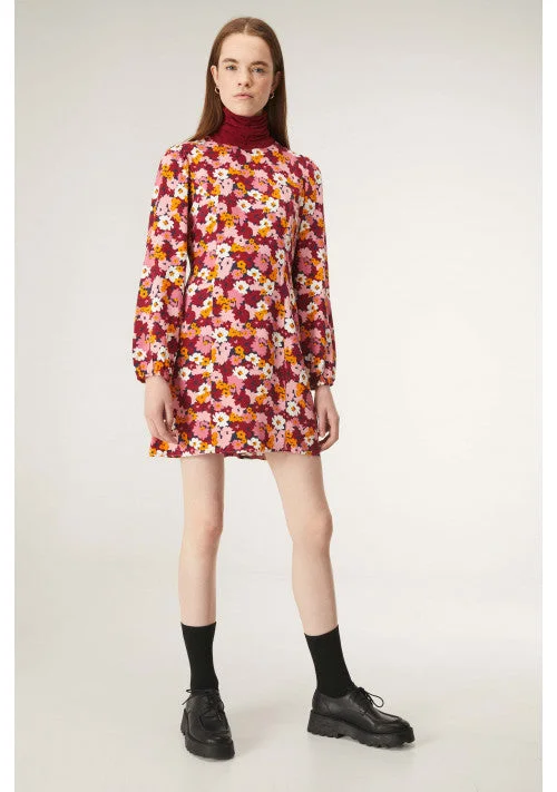 Women's Chic Outerwear Outfit Women’S Urban Fashion Vintage Floral Smock Dress with Puff Sleeve