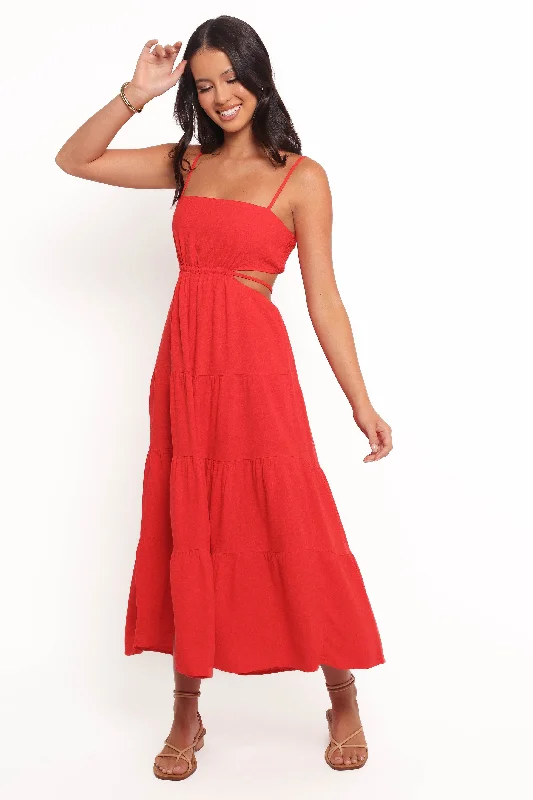 Women's Fashionable Attire For Work Innovate Your Wardrobe Indra Midi Dress - Red