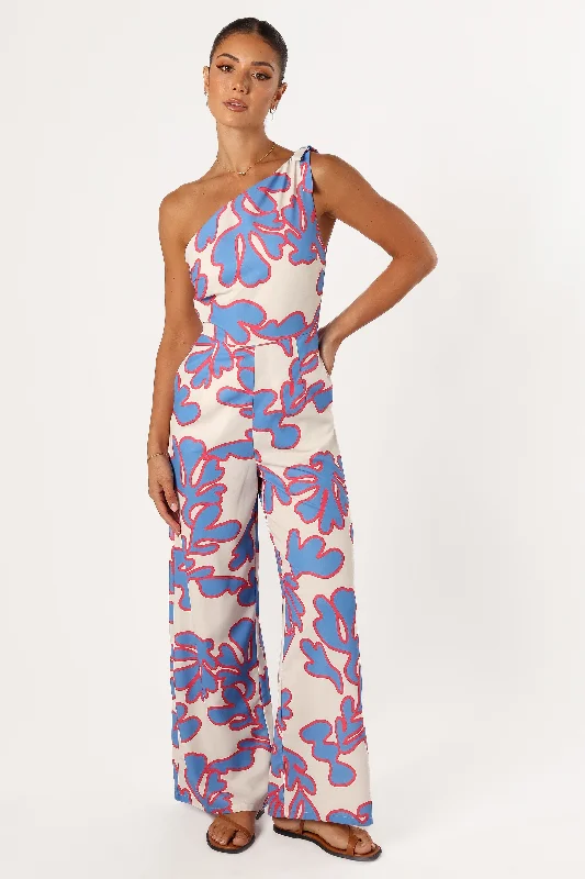 Timeless Women's Garments Spring Wardrobe Zoya One Shoulder Jumpsuit - Flori Print