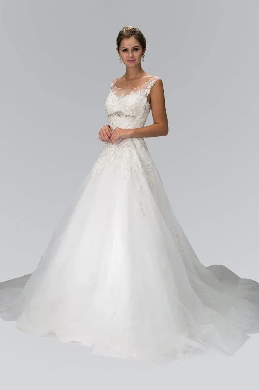 Women's Wedding Apparel Trendy Street Style Elizabeth K Bridal - GL1355 Cap Sleeve Floral Appliqued Tulle Wedding Dress Women's Wedding Apparel Trendy Street Style Elizabeth K Bridal - GL1355 Cap Sleeve Floral Appliqued Tulle Wedding Dress