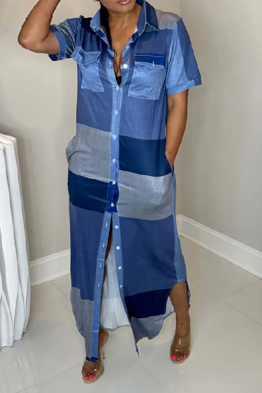 Timeless Women's Outfit Fashion For Every Occasion Checked Feminine Patch Pocket Single Breasted Maxi Dress Timeless Women's Outfit Fashion For Every Occasion Checked Feminine Patch Pocket Single Breasted Maxi Dress