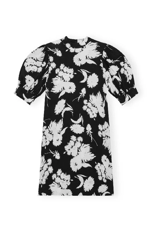 Women's Transitional Clothes Gorgeous Glamour Collection Printed Crepe Mini Dress In Black Women's Transitional Clothes Gorgeous Glamour Collection Printed Crepe Mini Dress In Black