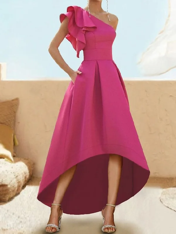 Chic Clothes For Women Fashion Sale A-Line Cocktail Dresses Elegant Dress Party Wear Asymmetrical Sleeveless One Shoulder Satin with Ruffles S2666 Chic Clothes For Women Fashion Sale A-Line Cocktail Dresses Elegant Dress Party Wear Asymmetrical Sleeveless One Shoulder Satin with Ruffles S2666