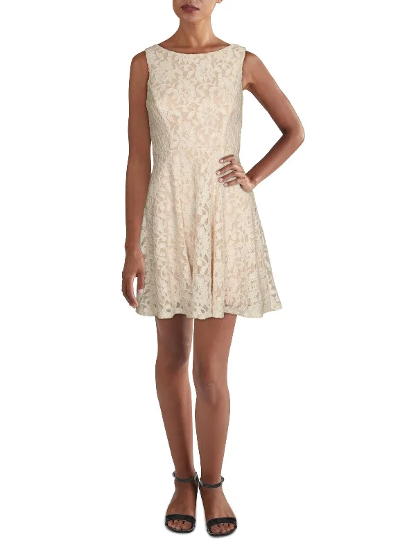 Women's Clothes For Outdoor Events Elegant Attire For The Modern Lady Juniors Womens Lace Fit & Flare Mini Dress Women's Clothes For Outdoor Events Elegant Attire For The Modern Lady Juniors Womens Lace Fit & Flare Mini Dress