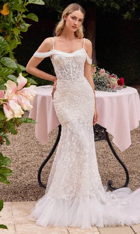 Women's Outfit Exclusive Discount Ladivine CK703W - Floral Embroidered Bridal Gown