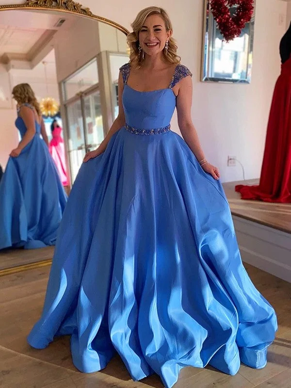 Affordable Women's Attire Chic Allure A-Line/Princess Satin Beading Straps Sleeveless Sweep/Brush Train Dresses Affordable Women's Attire Chic Allure A-Line/Princess Satin Beading Straps Sleeveless Sweep/Brush Train Dresses