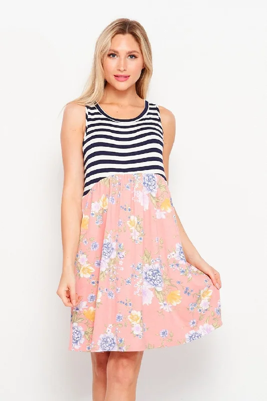 Women's Outdoor Activity Garments Minimalist Office - Ready Style Sleeveless Floral Dress Women's Outdoor Activity Garments Minimalist Office - Ready Style Sleeveless Floral Dress