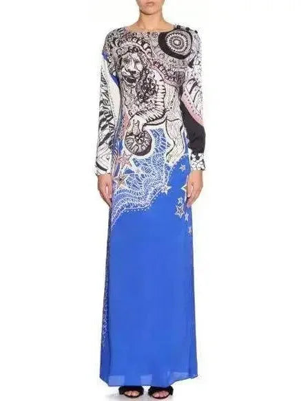 Women's Active Outfit For Fitness Cool Prices Lion Print Jersey Silk Maxi Dress
