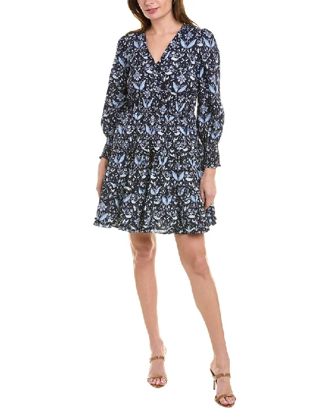 Women's Comfy Loungewear Outfit Imeless Style Sail to Sable V-Neck Smocked Waist Mini Dress