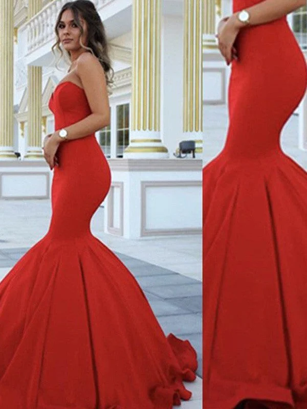 Affordable Women's Clothes Trending Items Trumpet/Mermaid Sweetheart Sleeveless Sweep/Brush Train Satin Dresses Affordable Women's Clothes Trending Items Trumpet/Mermaid Sweetheart Sleeveless Sweep/Brush Train Satin Dresses