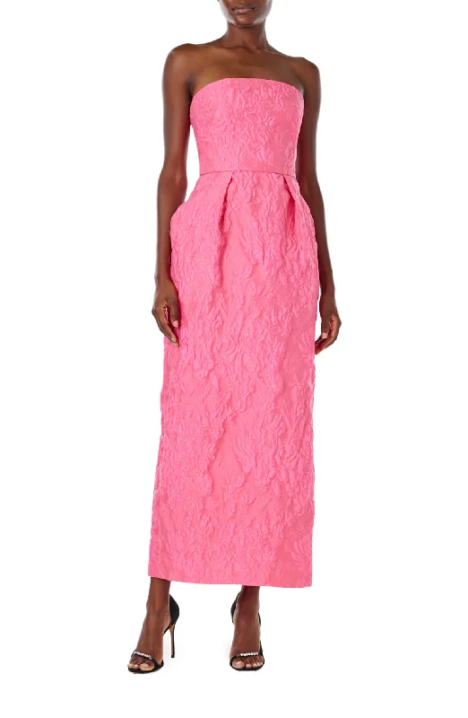 Women's Clothing For Work Limited Time Offer Strapless Jacquard Tea Length Gown