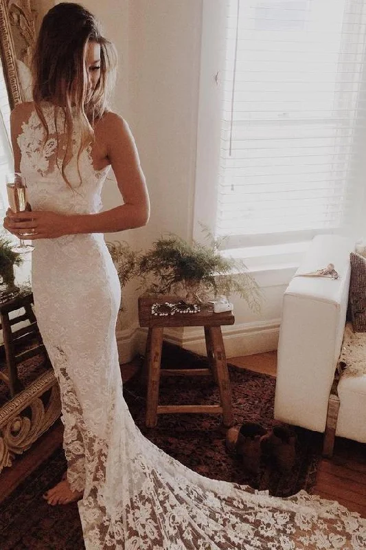 Women's Contemporary Clothing Summer Splash Sale Simple Sleeveless Long Ivory Lace Halter Mermaid Sleeveless Wedding Dresses Women's Contemporary Clothing Summer Splash Sale Simple Sleeveless Long Ivory Lace Halter Mermaid Sleeveless Wedding Dresses