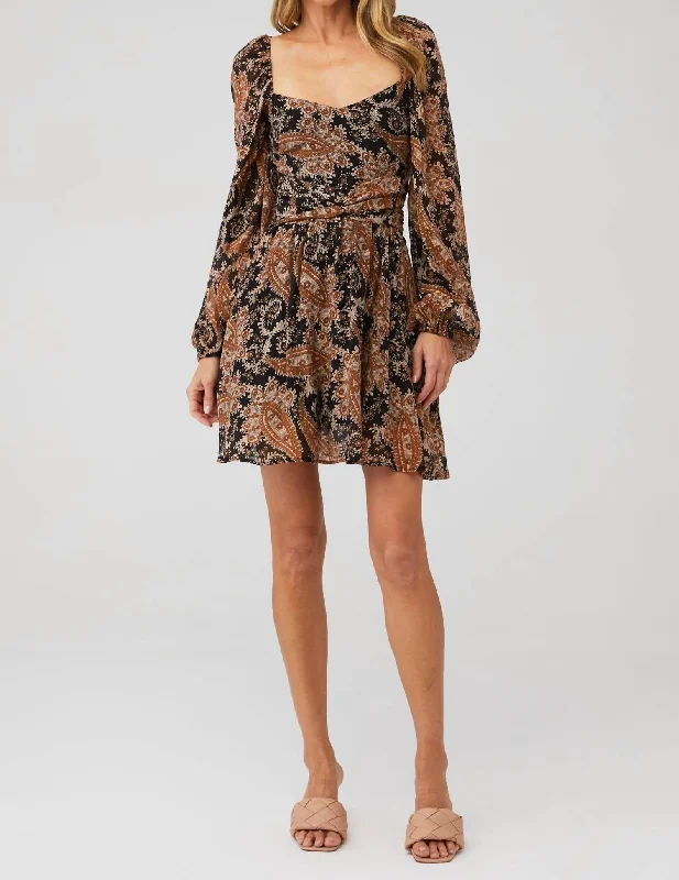 Women's Cozy Clothes Trendy Urban Attire Persian Paradise Mini Dress In Black/brown