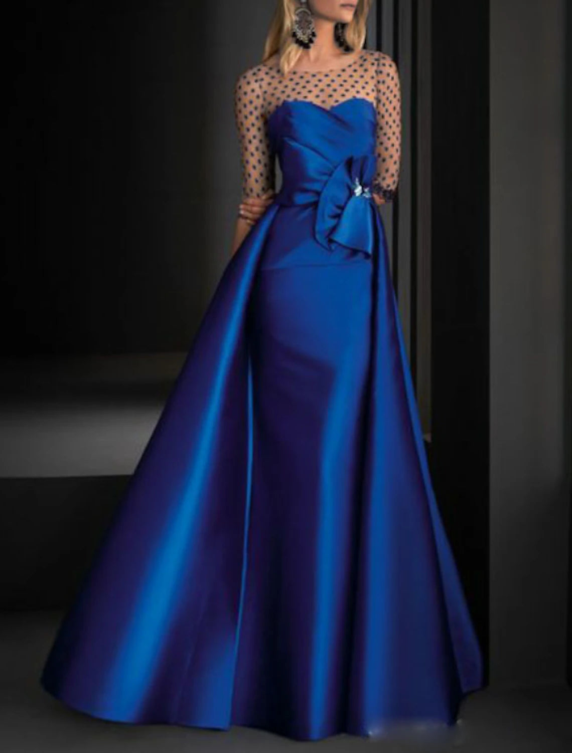 Women's Clothing For Outdoor Events Limited Stock, Big Discounts A-Line Party Dress Vintage Engagement Formal Evening Dress Illusion Neck Half Sleeve Floor Length Satin with Crystals Women's Clothing For Outdoor Events Limited Stock, Big Discounts A-Line Party Dress Vintage Engagement Formal Evening Dress Illusion Neck Half Sleeve Floor Length Satin with Crystals