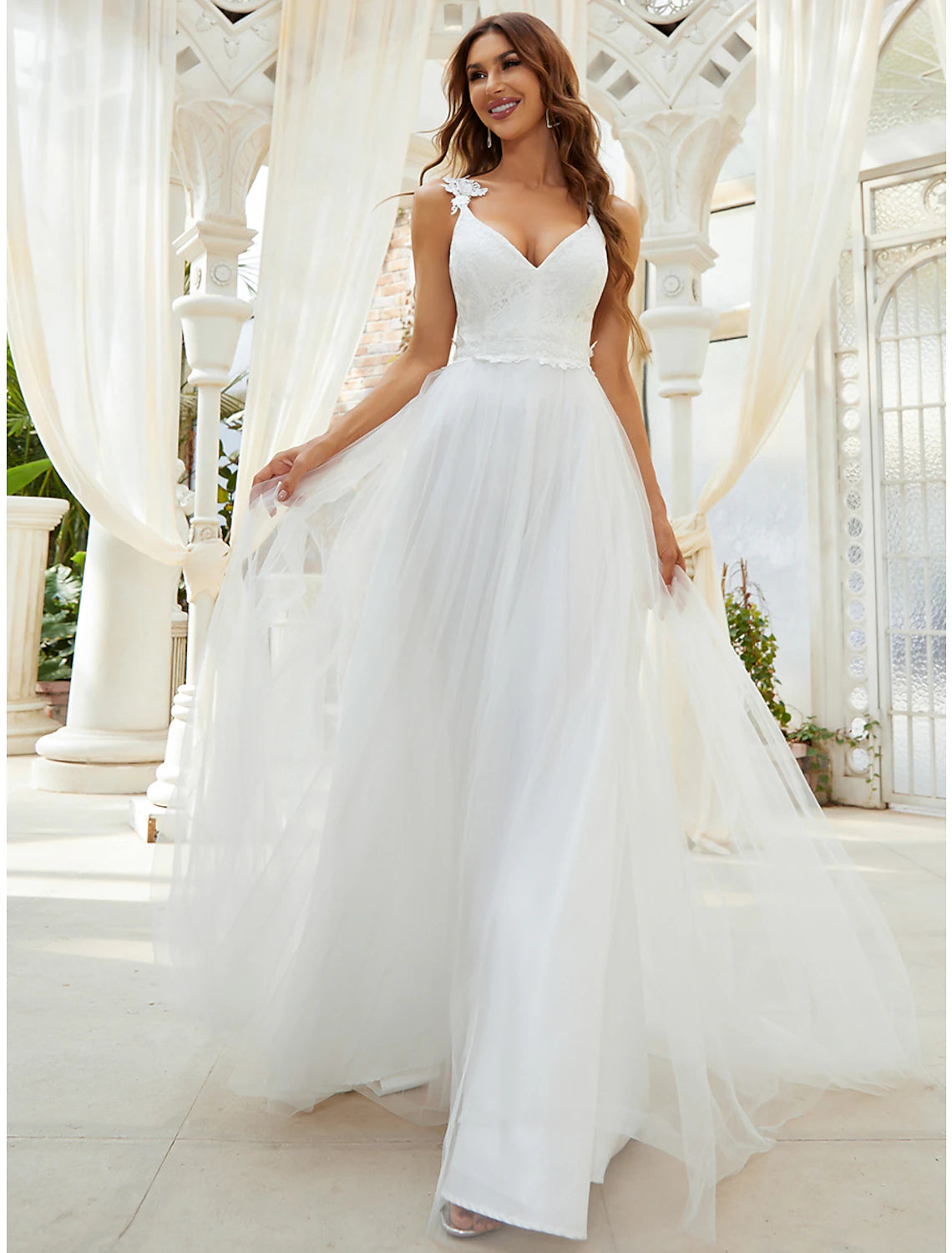 Women's Stylish Casual Garments Trend Alert Reception Casual Wedding Dresses A-Line Sweetheart V Wire Regular Straps Sweep / Brush Train Tulle Bridal Gowns With Crystals Appliques Summer Wedding Party, Women's Clothing Women's Stylish Casual Garments Trend Alert Reception Casual Wedding Dresses A-Line Sweetheart V Wire Regular Straps Sweep / Brush Train Tulle Bridal Gowns With Crystals Appliques Summer Wedding Party, Women's Clothing