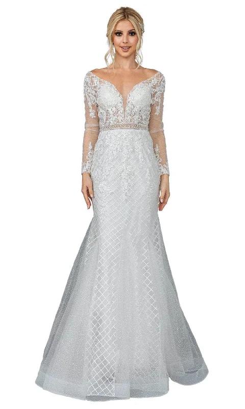 Women's Holiday Clothing Update With Cottagecore Styles Dancing Queen 0168 - Long Sleeve Mermaid Wedding Gown