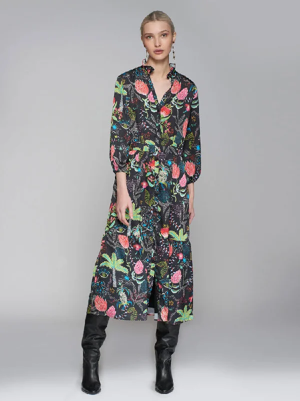 Women's Wardrobe Apparel Holiday Sale Vilagallo Black Floral Dress
