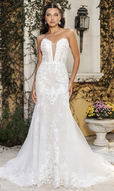 Women's Versatile Apparel Luxury Style May Queen RQ8145 - Strapless Lace Applique Bridal Gown Women's Versatile Apparel Luxury Style May Queen RQ8145 - Strapless Lace Applique Bridal Gown