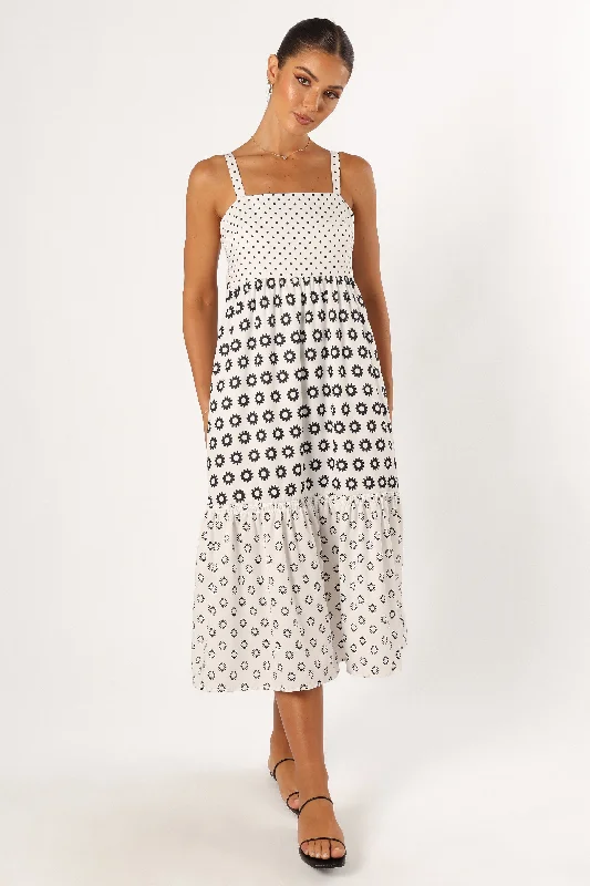 Women's Outdoor Activity Garments Quality Wear Delvin Midi Dress - Black Print