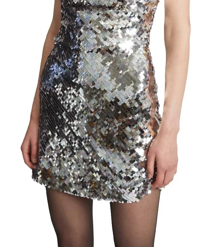Women's Workout Clothing Pastel Styles Shai Sequin Mini Dress In Silver Multi