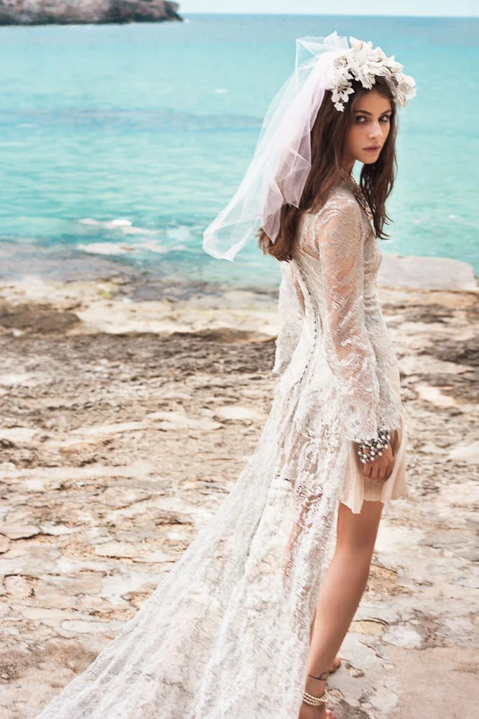 Women's Trendy Outfit Special Occasion Wear Spanish Summer Long Sleeve A-Line Lace Boho Beach Appliques Wedding Dresses Women's Trendy Outfit Special Occasion Wear Spanish Summer Long Sleeve A-Line Lace Boho Beach Appliques Wedding Dresses