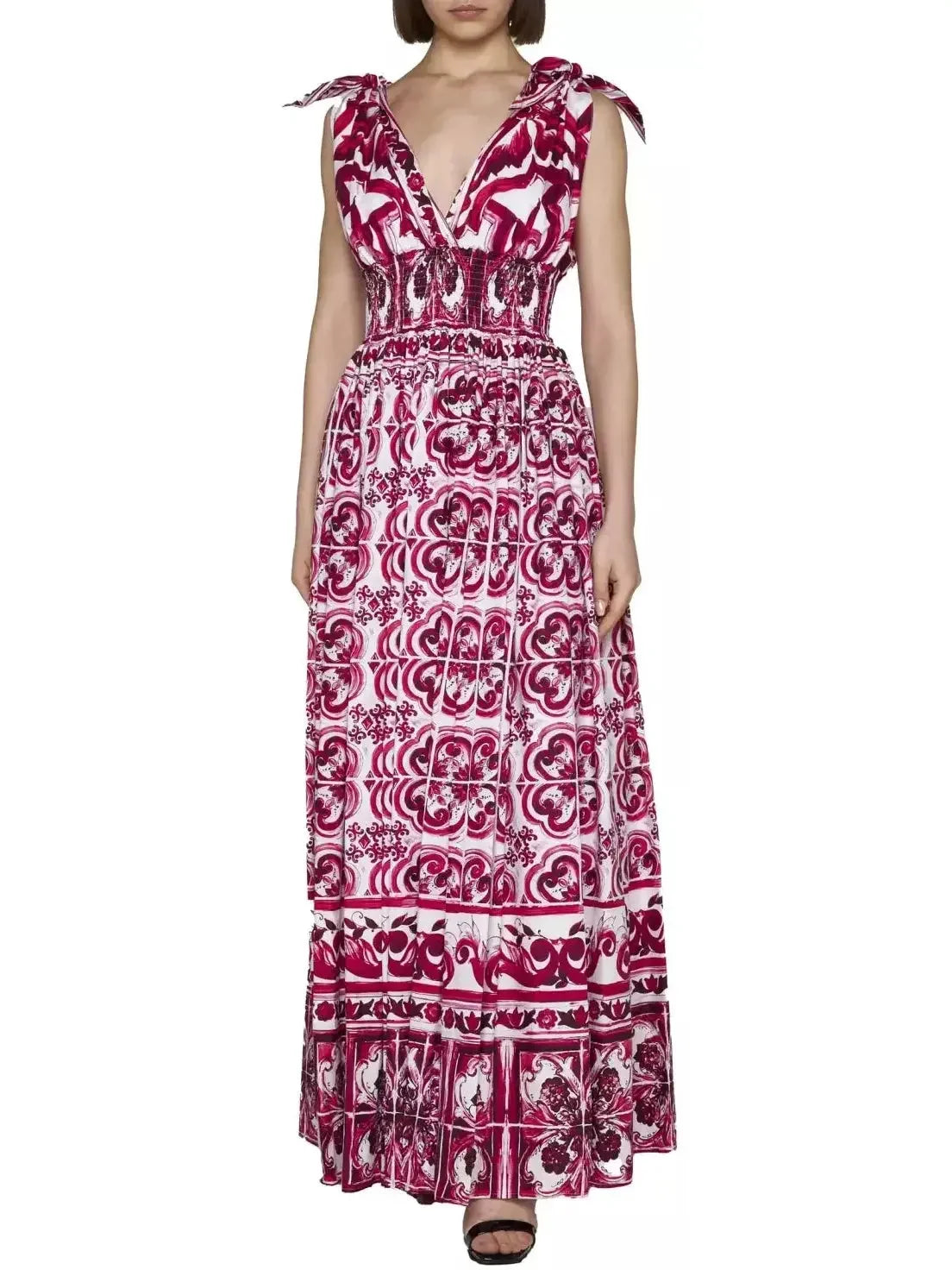Trendy Athleisure Clothing For Women Effortless Style, Endless Impact Majolica Print Halter Maxi Dress Trendy Athleisure Clothing For Women Effortless Style, Endless Impact Majolica Print Halter Maxi Dress