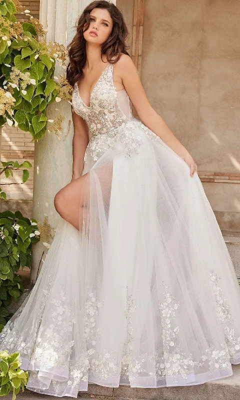 Comfortable Women's Apparel Vibrant Femme Fashion Jovani Bridal JB25737 - Beaded Deep V-Neck Bridal Gown Comfortable Women's Apparel Vibrant Femme Fashion Jovani Bridal JB25737 - Beaded Deep V-Neck Bridal Gown
