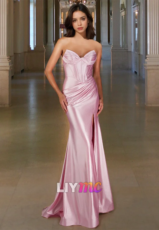 Stylish And Comfortable Clothing For Women Classic Charm Sweetheart Sleeveless Pleated Sleek Side Slit Sheath Prom Dress Stylish And Comfortable Clothing For Women Classic Charm Sweetheart Sleeveless Pleated Sleek Side Slit Sheath Prom Dress