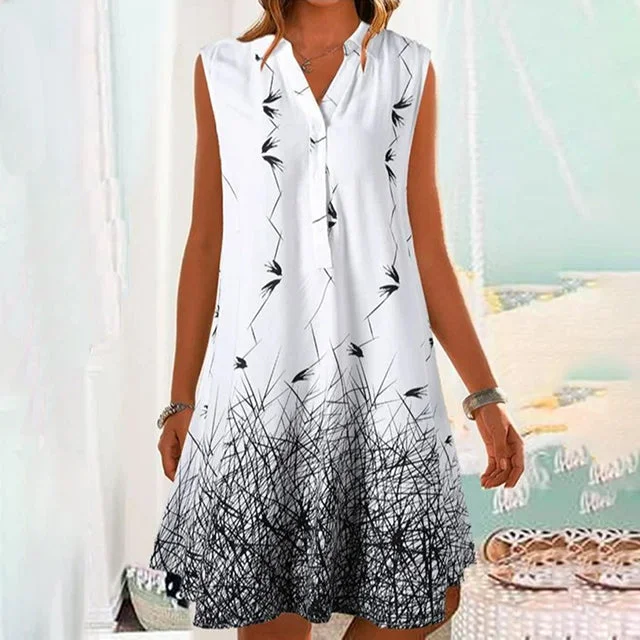 Women's Holiday Attire Seasonal Fashion Casual Sleeveless Printed Dress