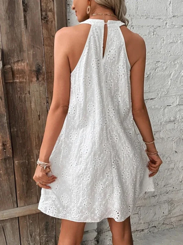 Women's Casual Outfit Ethnic Cultural Event Wear Women's Solid Color Cotton Embroidered Fabric Sleeveless Dress Women's Casual Outfit Ethnic Cultural Event Wear Women's Solid Color Cotton Embroidered Fabric Sleeveless Dress
