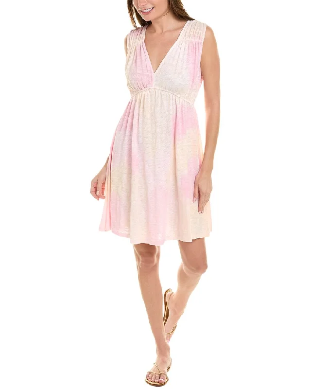 Women's Floral Print Outfit Effortless Grace ATM Anthony Thomas Melillo Slub Gathered V-Neck Mini Dress Women's Floral Print Outfit Effortless Grace ATM Anthony Thomas Melillo Slub Gathered V-Neck Mini Dress
