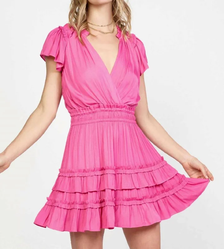 Women's Plus-Size Garments End - Of - Month Blowout Ruffled Mini Dress In Hot Pink