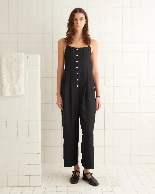 Women's Casual Garments Exclusive Discount Football Jacquard Jumpsuit - Black