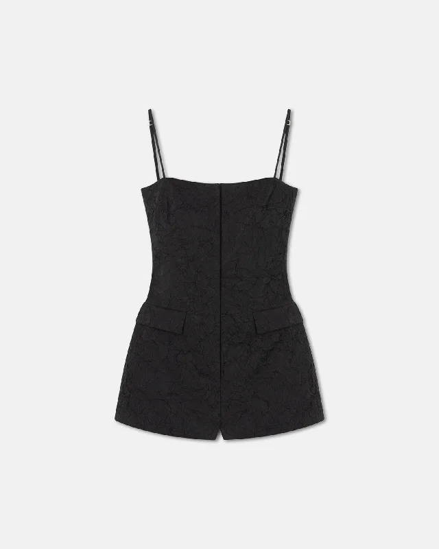 Women's Athletic Clothes Essentials On Sale Akari - Sculpted Glass Poplin Romper - Black
