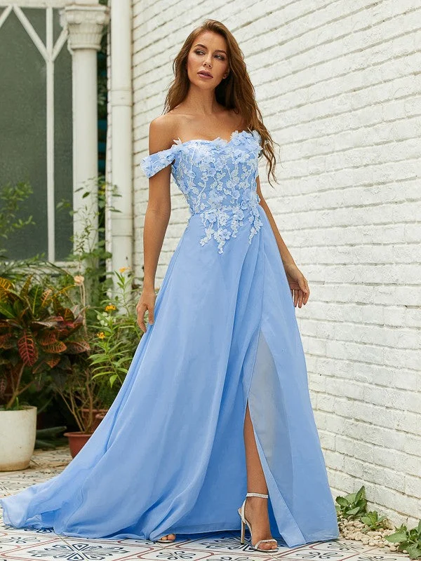 Women's Clothing And Garments Sets Hot Trends A-Line/Princess Chiffon Applique Off-the-Shoulder Sleeveless Sweep/Brush Train Dresses Women's Clothing And Garments Sets Hot Trends A-Line/Princess Chiffon Applique Off-the-Shoulder Sleeveless Sweep/Brush Train Dresses
