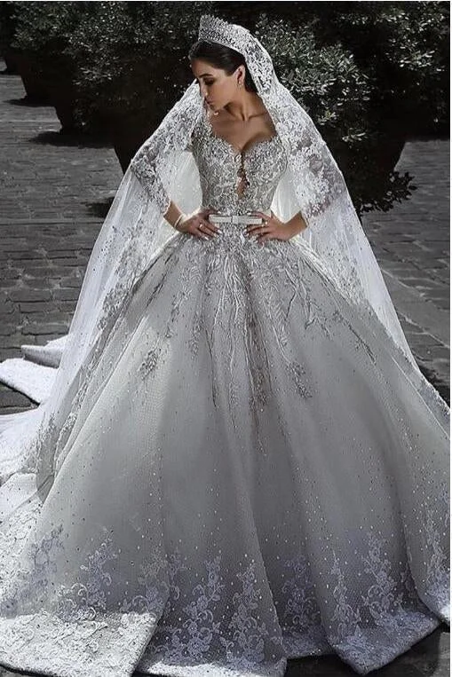 Women's Professional Attire Limited Stock Sexy Ball Gown Sweetheart Long Sleeve Lace Appliques Tulle Long Wedding Dresses Women's Professional Attire Limited Stock Sexy Ball Gown Sweetheart Long Sleeve Lace Appliques Tulle Long Wedding Dresses