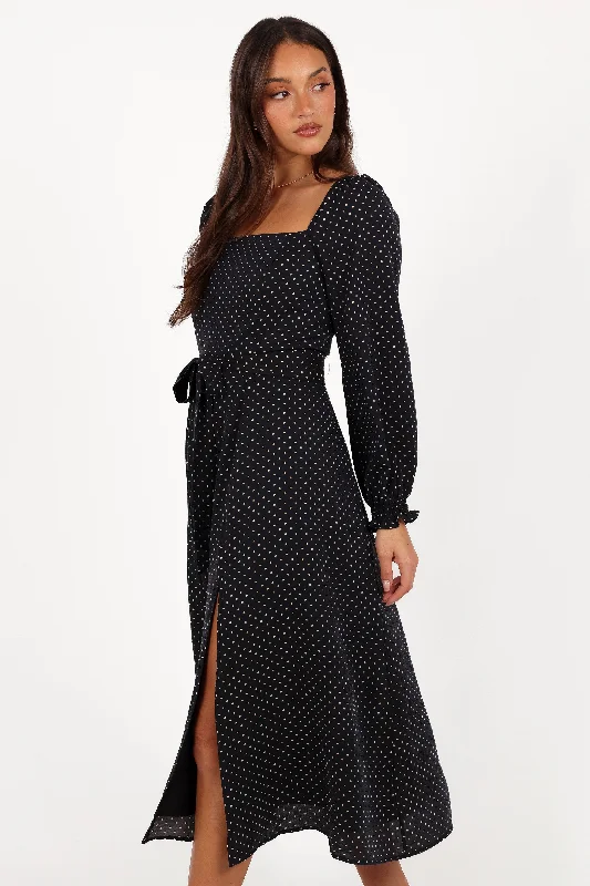 Women's Comfortable Lounge Garments Fashion Sale Ettie Long Sleeve Midi Dress - Black Polka Dot Women's Comfortable Lounge Garments Fashion Sale Ettie Long Sleeve Midi Dress - Black Polka Dot