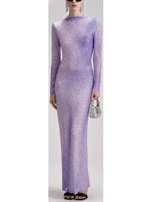 Women's Classic Outfit Unbeatable Prices Lilac Contour Print Embellished Maxi Dress